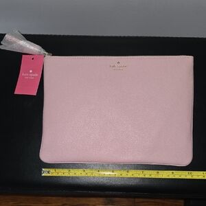 NEW Kate Spade Soft Pink Leather Clutch Pouch Tassel Zipper Closure NICE!